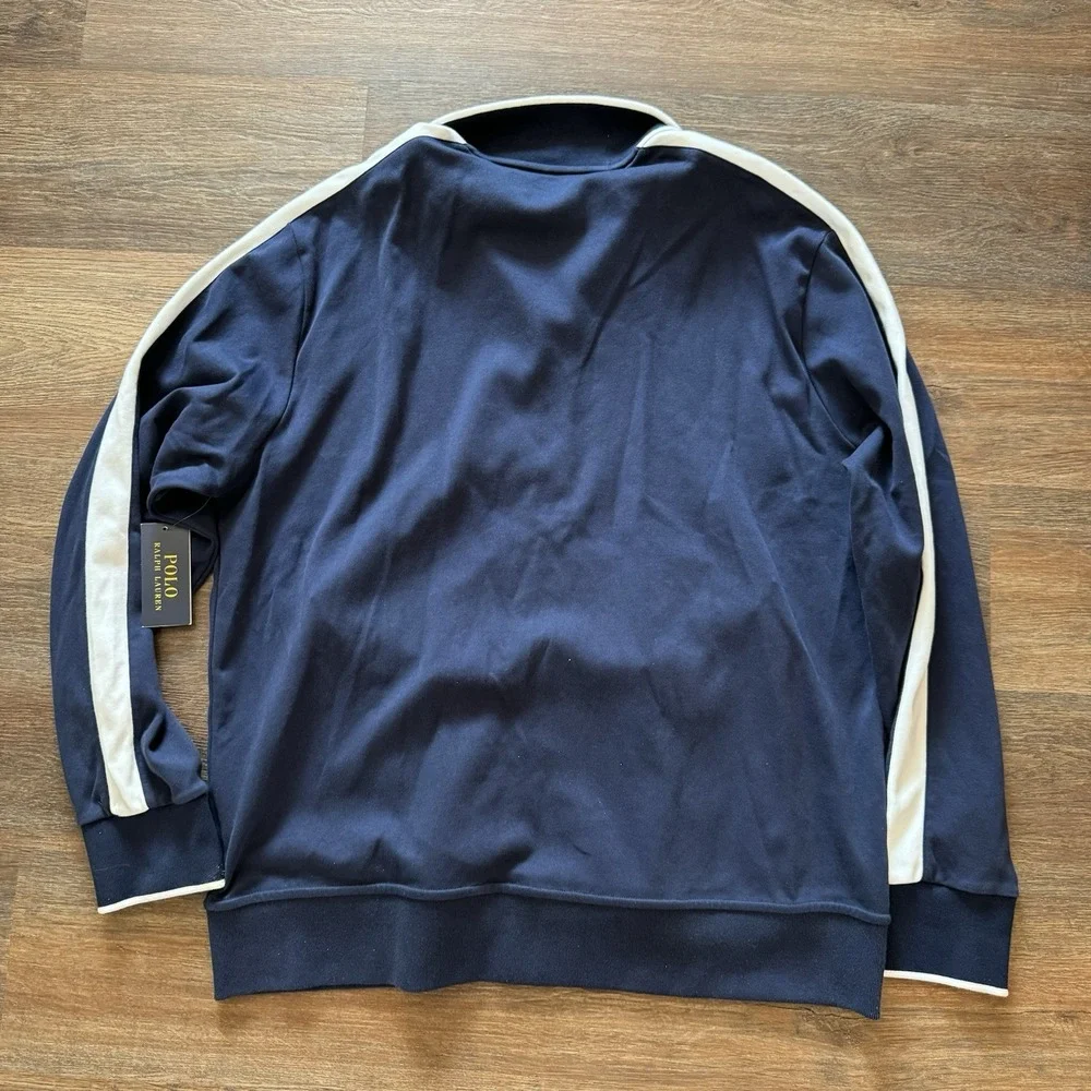 NWT Polo Ralph Lauren Track Jacket Navy Blue White Mens Sz XL‎ NWT